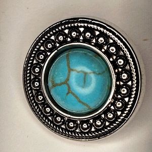 Interchangeable Turquoise Silver Ginger Snap 20mm Bracelet/Ring Charm Original